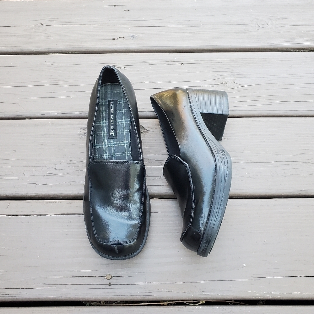 Vintage 90s y2k Bratz Black Vegan Leather Platform Oxford Chunky‎ Heel Loafers 9